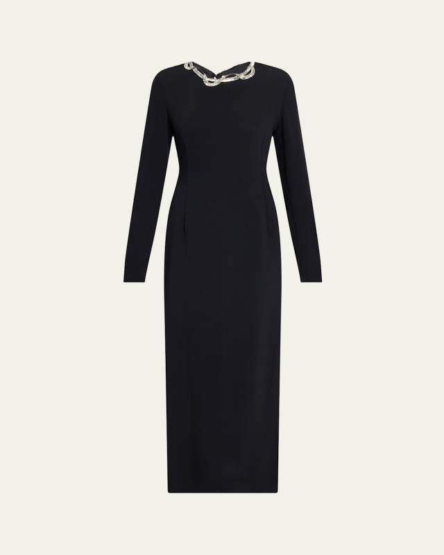 Mitsuko Crystal Long-Sleeve Maxi Dress